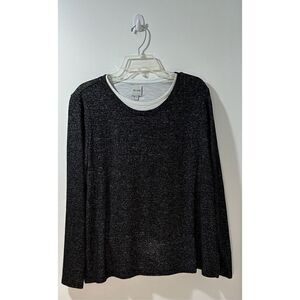 Nic + Zoe women’s black crewneck long sleeve sweater size Large #35-0876